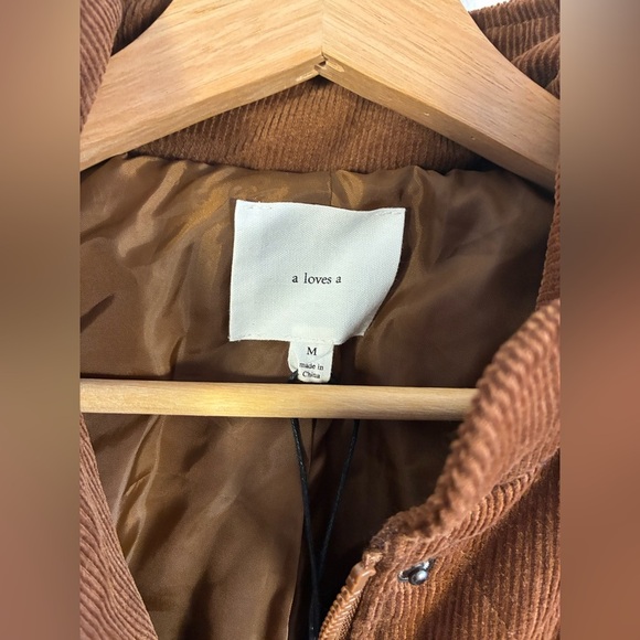 A Loves A Brown Quilted Corduroy Jacket Zip Snap Medium NWT - Picture 5 of 9